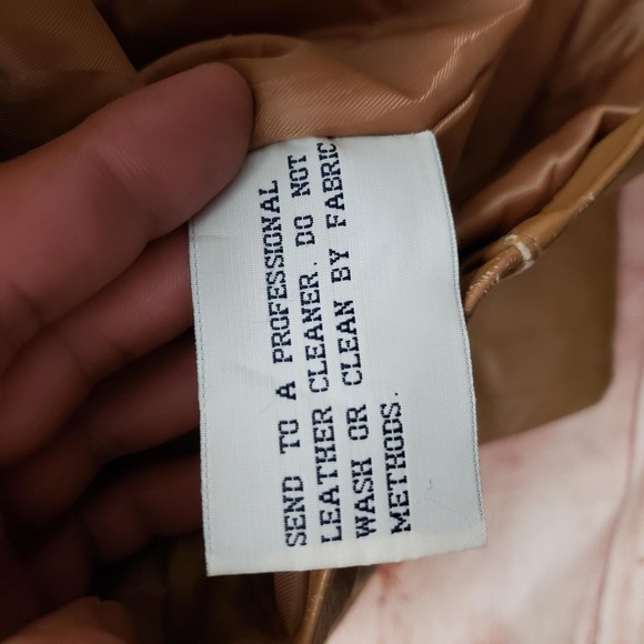 VINTAGE Fitzwright Jacket Womens Large Tan Leather Hooded Faux Fur Parka Coat - Picture 12 of 14